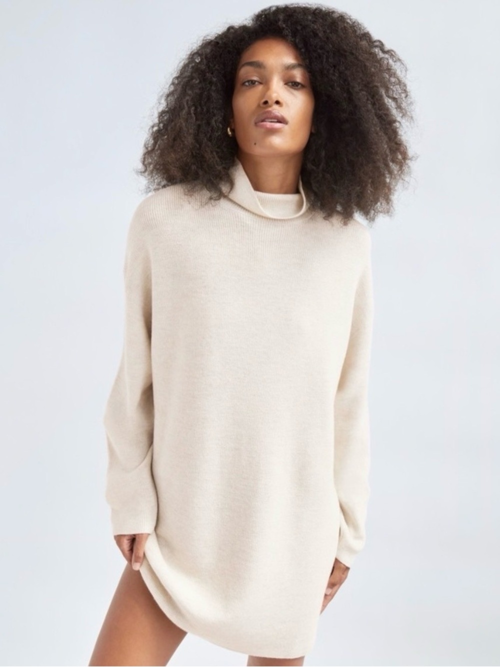 Babaton Aritzia Ribbed Knit Cowl Neck Sweater Dress Oversized Size L